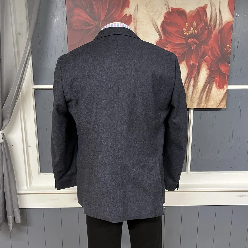 Wallin & Bros Soft Tweeded Blazer Sport Coat Mens 42R Slim Fit Wool Grayish Navy
